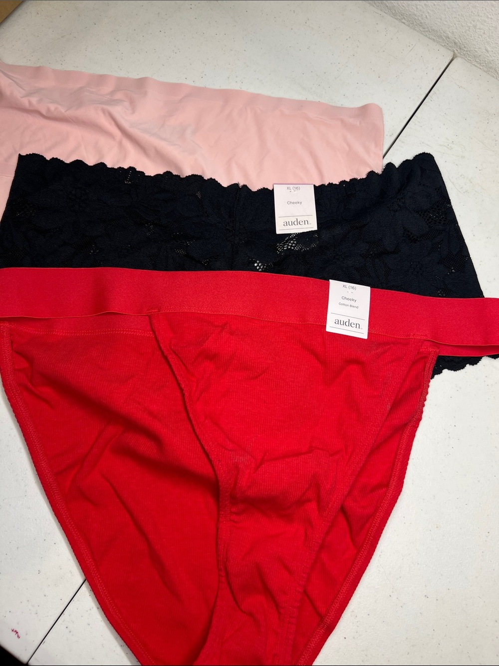 Auden women’s 3-Pack Bikini Briefs - Red, Black, Pink